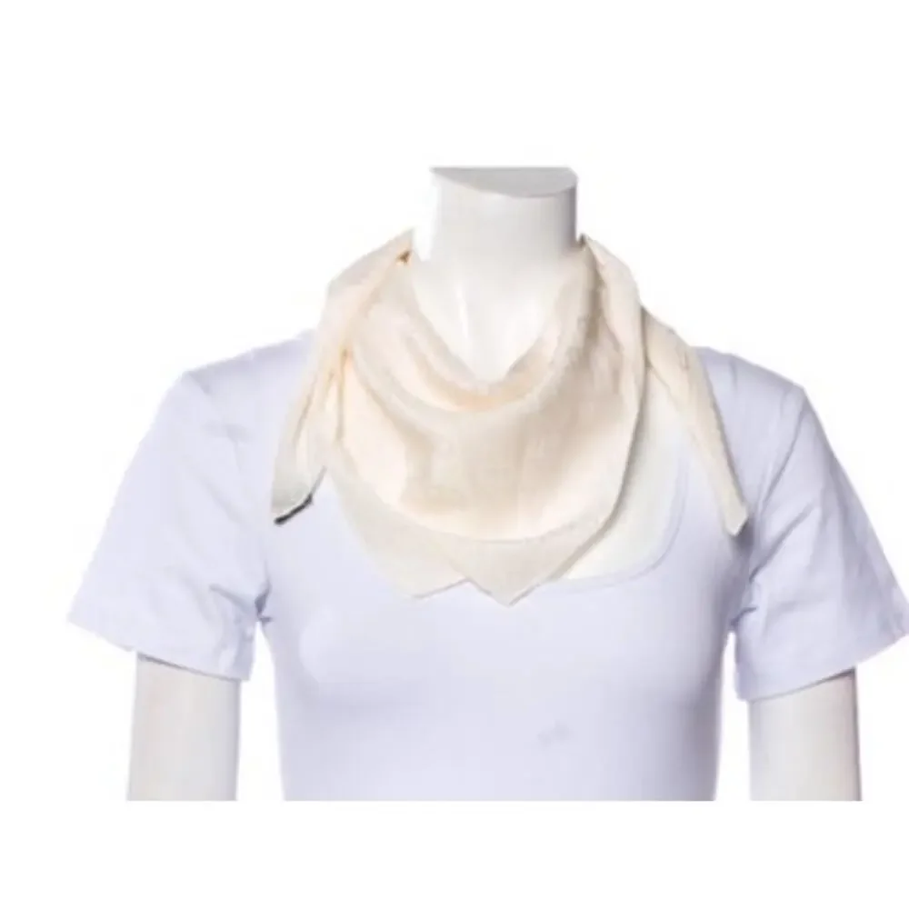 Christian Dior Silk Cream Colored Vintage Logo Scarf